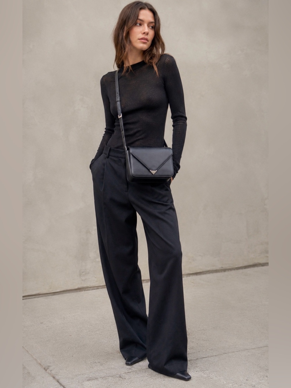 Alexander Wang Prisma Envelope Black Leather Crossbody Shoulder Bag